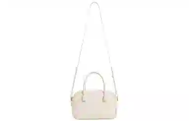 妙迪 小众设计时尚百搭精致少女上班通勤植鞣皮保龄球包学院风波士顿枕头包 牛皮 手提单肩斜挎包 常规 女款 奶昔白/曜石黑