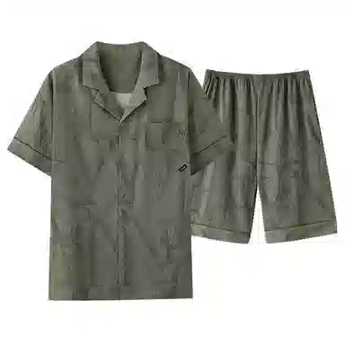 莫代尔 简约休闲短袖上衣百搭时尚五分袖睡衣套装 男款