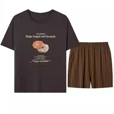 细舍 短袖短裤时尚简约家居服薄款可外穿睡衣套装 女款