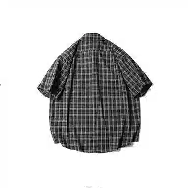 【dme】 复古格子慵懒风宽松休闲百搭短袖衬衫 男女同款