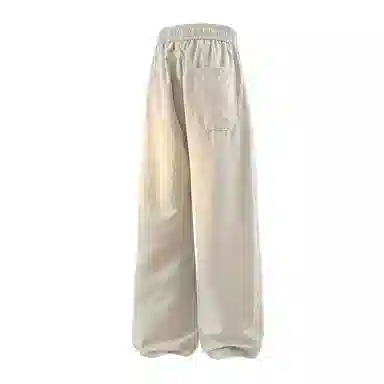 兰缪 美式复古日系简约高街风潮流基础款山系户外日常通勤运动舒适宽松清爽透气百搭柔软亲肤纯色垂感直筒长裤系带休闲裤 男女同款