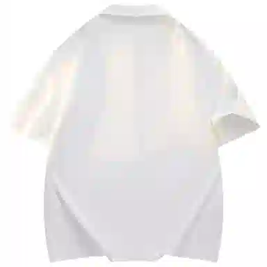 大卫贝肯 潮牌美式高级感重叠撞色字母小众设计时尚基础款纯色简约复古休闲运动百搭透气冰丝宽松翻领单排扣冰感短袖衬衫 男女同款