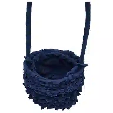 ZARA Pleated Cotton Shoulder Bag Blue
