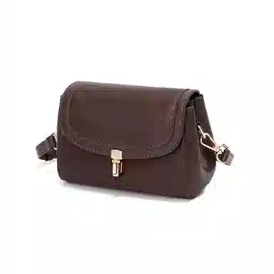 红蜻蜓 高级感经典复古时尚百搭 牛皮 单肩斜挎包 女款 咖啡色/米白色