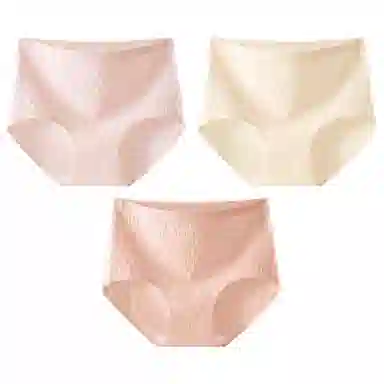 二三二三 抗菌云感棉裆部柔糯贴肤短裤微弹中腰亲肤柔软舒适不卡档不卷边无痕三角裤不夹臀纯色提花清新可爱甜美少女内裤 女款 组合装