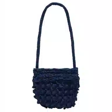 ZARA Pleated Cotton Shoulder Bag Blue