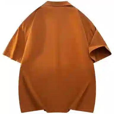 大卫贝肯 潮牌美式高级感重叠撞色字母小众设计时尚基础款纯色简约复古休闲运动百搭透气冰丝宽松翻领单排扣冰感短袖衬衫 男女同款