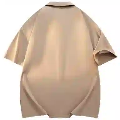 大卫贝肯 潮牌美式高级感重叠撞色字母小众设计时尚基础款纯色简约复古休闲运动百搭透气冰丝宽松翻领单排扣冰感短袖衬衫 男女同款