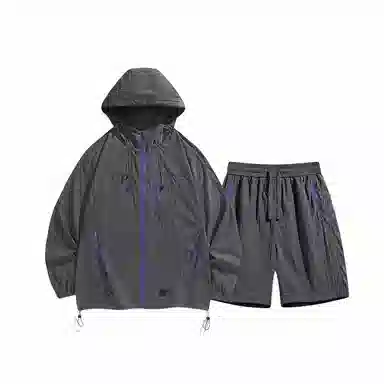 加荣 凉感速干冰丝男夏季薄款宽松情侣防晒衣户外山系机能风两件套帅气潮流男生搭配一套青少年设计感连帽衬衫休闲运动套装 男女同款