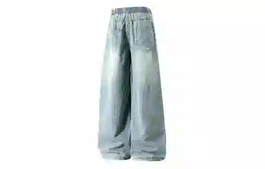 大卫贝肯 夏季冰丝男透气薄款美式高街百搭水洗慵懒风宽松直筒牛仔裤 男女同款