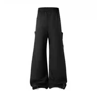 大卫贝肯 美式高街复古铆钉设计痞帅伞兵裤百搭时尚工装褶皱户外通勤直筒透气舒适机能风垂感抽绳系带中腰宽松休闲裤 男女同款