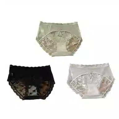 莫代尔 肤性感甜美半透明纯色中腰内裤 女款