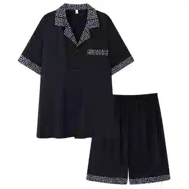 顶瓜瓜 时尚简约舒适亲肤家居服夏季睡衣套装 男款