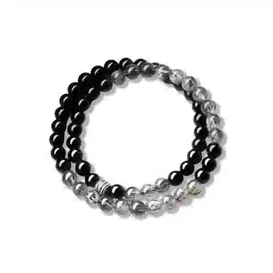 【7A曜石】 奥斯坦汀 黑发晶双层新中式国风潮流百搭小众轻奢叠戴手饰品 黑曜石 手串 男女同款情侣款