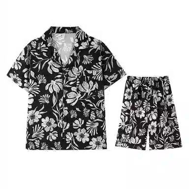 兰缪 短袖短裤薄款家居服可外穿睡衣套装 男款