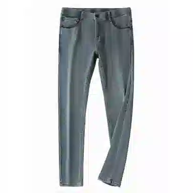 潮流简约薄款洗水修身小直筒弹力百搭休闲长裤牛仔裤 男款