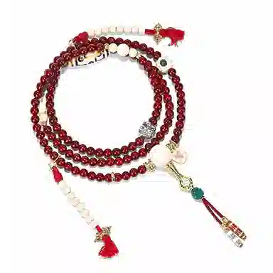 钰澜文玩 海南毛感料 圆珠猛犸牙满配脖挂佛珠手把件#好运 星月菩提 手串 男女同款情侣款