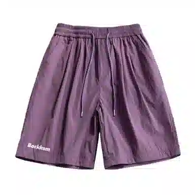 大卫贝肯 美式复古基础款字母印花多巴胺宽松直筒百搭日常通勤运动松紧腰系带五分休闲短裤 男女同款