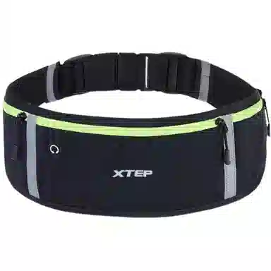 特步 运动轻便跑步手机包隐形腰带健身旅行贴身装备 锦纶 腰包 常规 男女同款情侣款 黑色