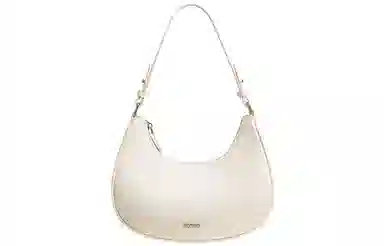 妙迪 高级感小众时尚简约百搭精致少女新月包月牙腋下包 小鹿压印牛皮 手提单肩斜挎包 常规 女款 奶昔白