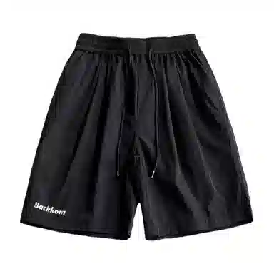 大卫贝肯 美式复古基础款字母印花多巴胺宽松直筒百搭日常通勤运动松紧腰系带五分休闲短裤 男女同款