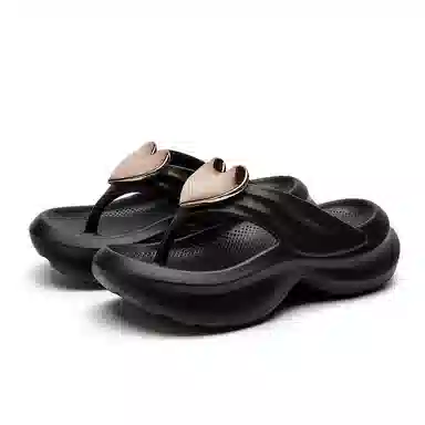 卓诗尼 爱心装饰舒适轻盈防滑耐磨时尚潮流气质 静音防臭速干抗菌人字拖鞋 女