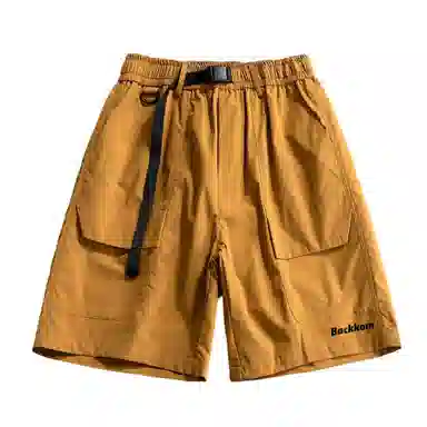 大卫贝肯 美式复古高街潮牌纯色简约字母印花宽松直筒日常通勤百搭运动五分工装休闲短裤 男女同款