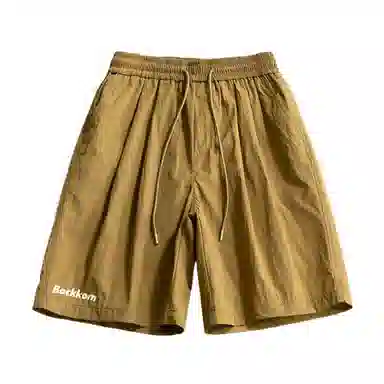 大卫贝肯 美式复古基础款字母印花多巴胺宽松直筒百搭日常通勤运动松紧腰系带五分休闲短裤 男女同款