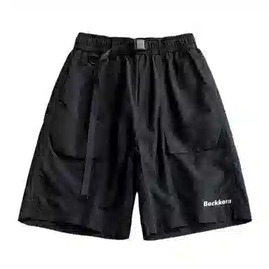 大卫贝肯 美式复古高街潮牌纯色简约字母印花宽松直筒日常通勤百搭运动五分工装休闲短裤 男女同款