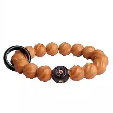 木盛缘 【扭转乾坤转运上岸】本命年新中式国潮复古财源滚滚平安好运转运吉祥男女款螺旋纹佛珠文玩单圈 猴头核桃 手串 男女同款情侣款