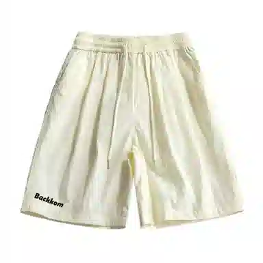 大卫贝肯 美式复古基础款字母印花多巴胺宽松直筒百搭日常通勤运动松紧腰系带五分休闲短裤 男女同款