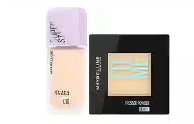 美宝莲 轻亲粉底液粉饼彩妆套装 自然无瑕