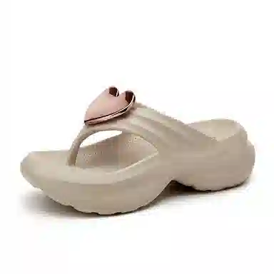 卓诗尼 爱心装饰舒适轻盈防滑耐磨时尚潮流气质 静音防臭速干抗菌人字拖鞋 女