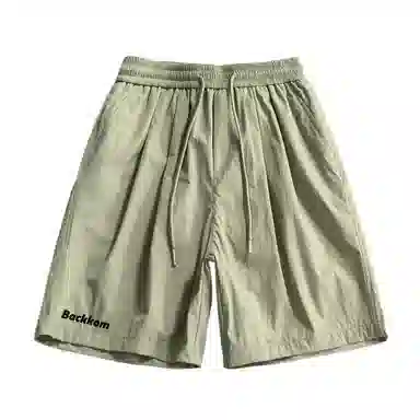 大卫贝肯 美式复古基础款字母印花多巴胺宽松直筒百搭日常通勤运动松紧腰系带五分休闲短裤 男女同款