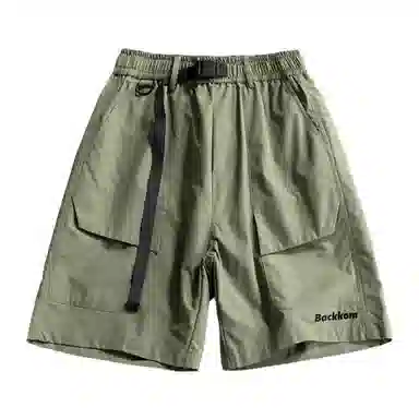 大卫贝肯 美式复古高街潮牌纯色简约字母印花宽松直筒日常通勤百搭运动五分工装休闲短裤 男女同款