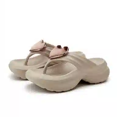 卓诗尼 爱心装饰舒适轻盈防滑耐磨时尚潮流气质 静音防臭速干抗菌人字拖鞋 女