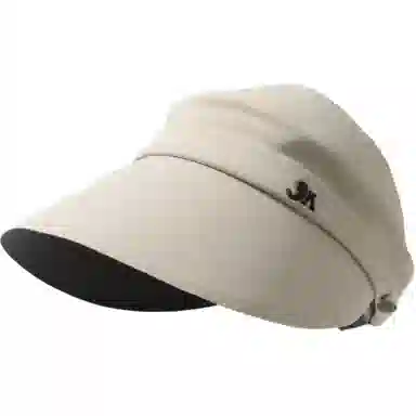 稻草人 夏季空顶遮阳帽 大帽檐黑胶防紫外线 简约百搭 可扎马尾 聚酯纤维 防晒帽 女款