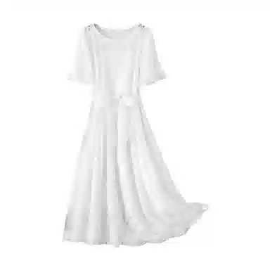 潞优野 优雅蕾丝圆领修身收腰短袖连衣裙 女款