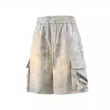 兰缪 美式复古日系简约高街风潮流基础款垂感日常通勤宽松五分裤系带休闲短裤 男女同款