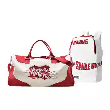 spare no pains Gym Bag Red White
