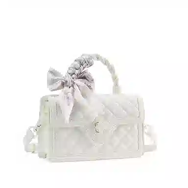 老人头 小众设计高级感菱格 聚氨酯拼合成革 手提包 女款 樱花粉