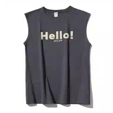 乱步 重磅纯棉简约休闲运动透气宽松潮流无袖背心 男女同款