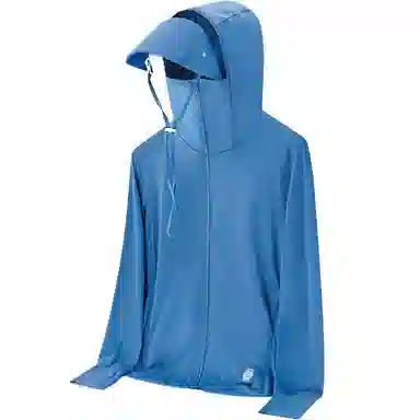 冰丝感防紫外线透气防水弹力可拆卸帽檐连指设计简约户外情侣夏季运动皮肤衣防晒服 男女同款