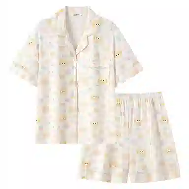 莫代尔 翻领开衫宽松显瘦舒适家居服睡衣套装 女款