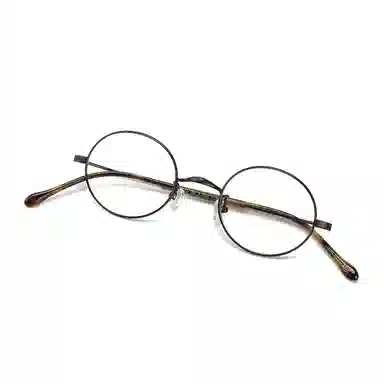 【可配度数】 青雉作 日系金丝边小圆框复古眼镜精致高级感高度近视镜框轻量化小瞳距福音 β钛板材 椭圆形 光学镜架 女款 黑色 金色 银色