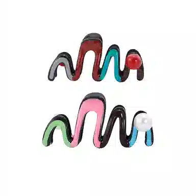 丹琴 红蓝撞色韩系抓夹大号百搭优雅鲨鱼夹发卡后脑勺高级感夹子发饰 亚克力 发夹 女款