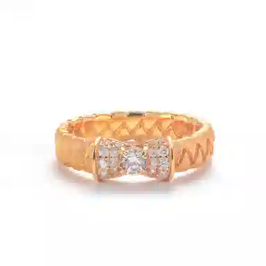 金杰福 麦穗蝴蝶结 时尚简约 培育钻石 戒指 女款