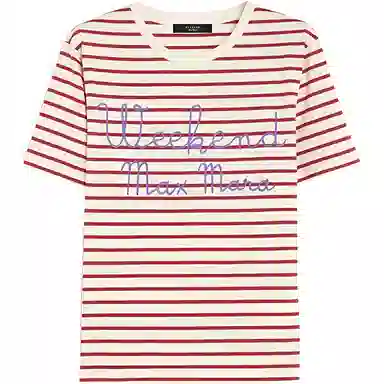 WEEKEND MaxMara Striped Logo T-Shirt Red