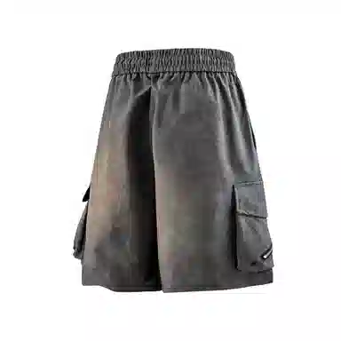 兰缪 美式复古日系简约高街风潮流基础款垂感日常通勤宽松五分裤系带休闲短裤 男女同款