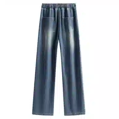 加菲猫家族 美式潮流高街复古水洗做旧直筒垂感高级感显高宽松舒适透气简约日常时尚百搭字母印花系带调节中腰牛仔裤 男女同款